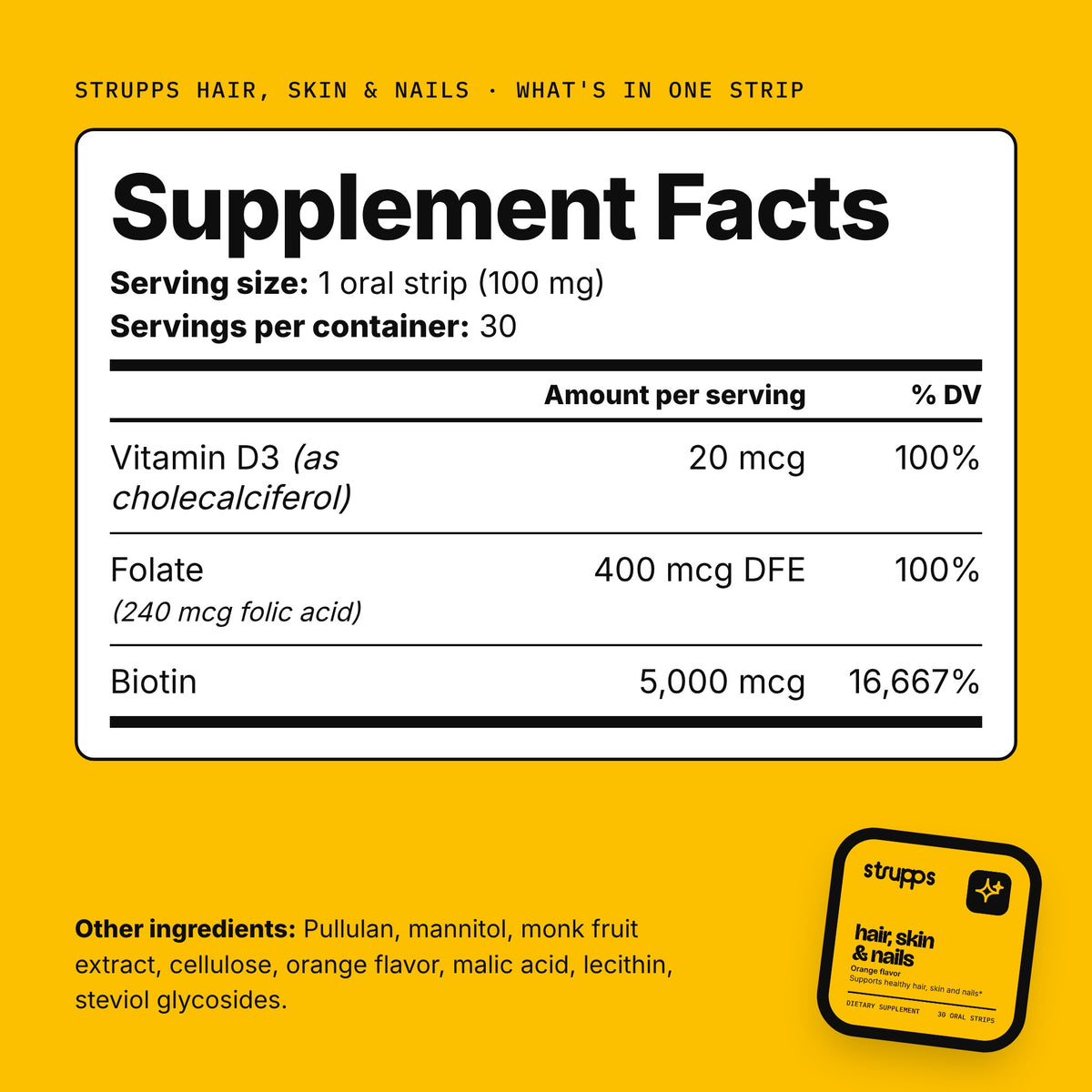 The Hair, Skin and Nails Strip Supplement Facts